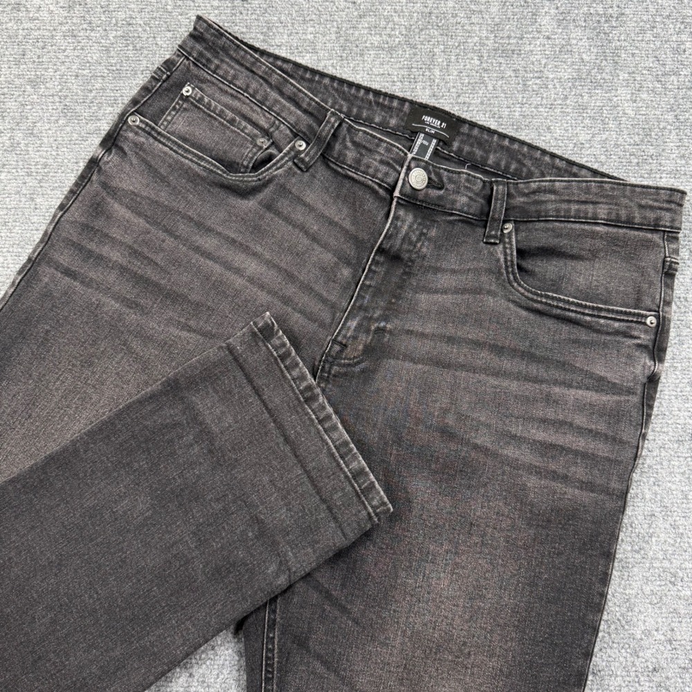 Forever 21 Slim Jeans 36 Gray Faded‎ Black Stretch Denim Women